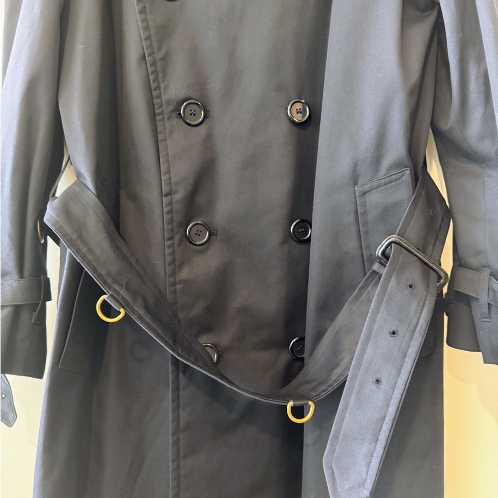 Burberry Navy Double-Breasted Trench Coat with Belt - Picture 3 of 8